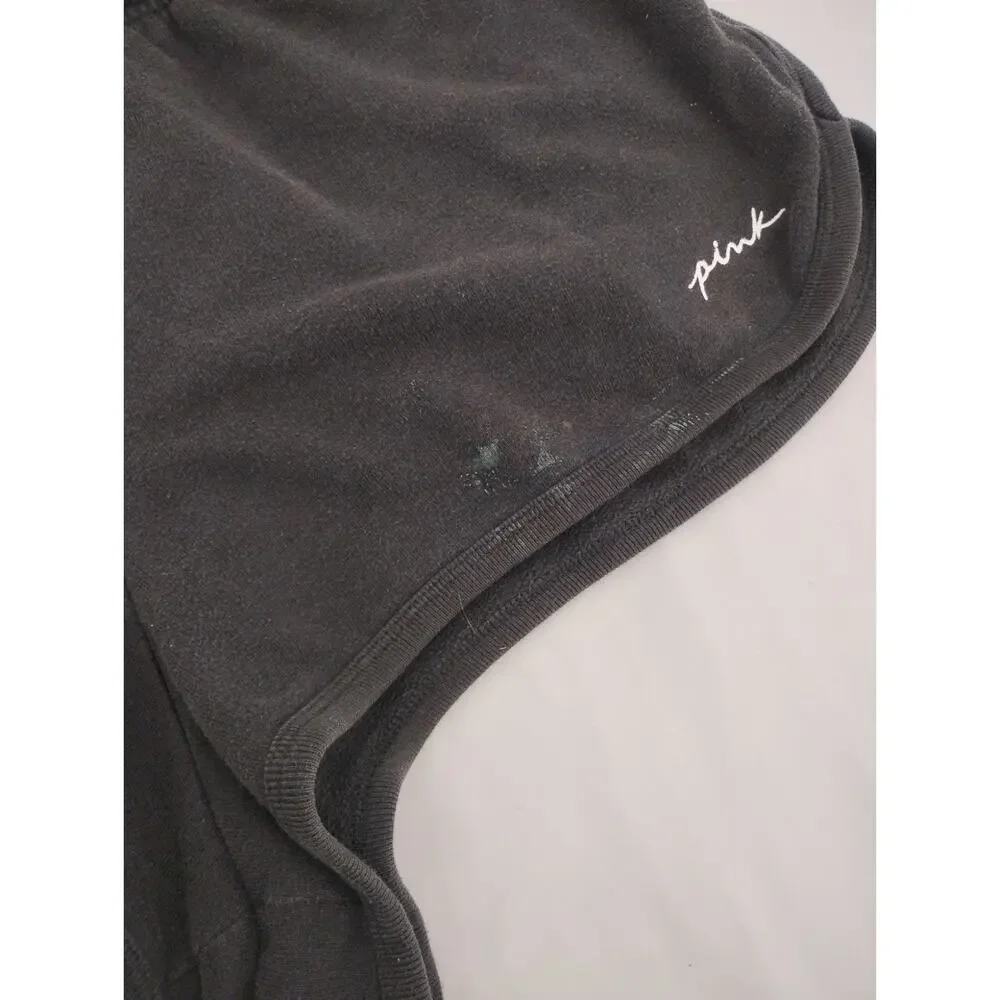Pink Victoria's Secret Black Booty Shorts Loose Fit Elastic Waist Pockets XL